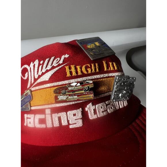Vintage 1980’s Miller High Life Racing Hat w/ Drag Pins Pomona Nationals No Foam - Picture 4 of 9